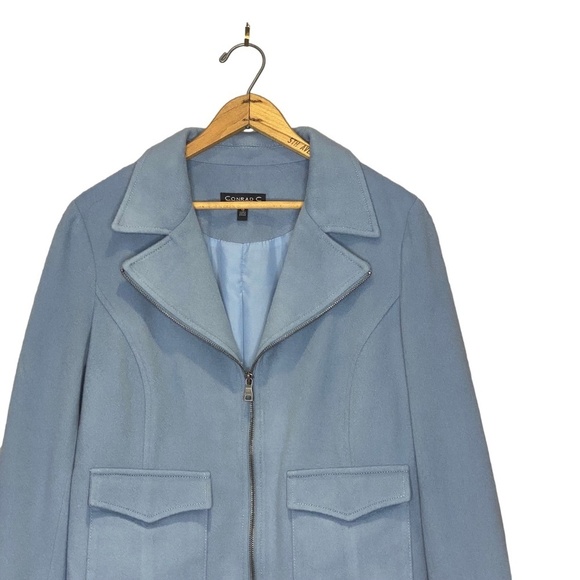 CONRAD C COLLECTION Powder Blue Wool Cashmere Zip Up Quiet Luxury Jacket 12 EUC - Picture 4 of 13